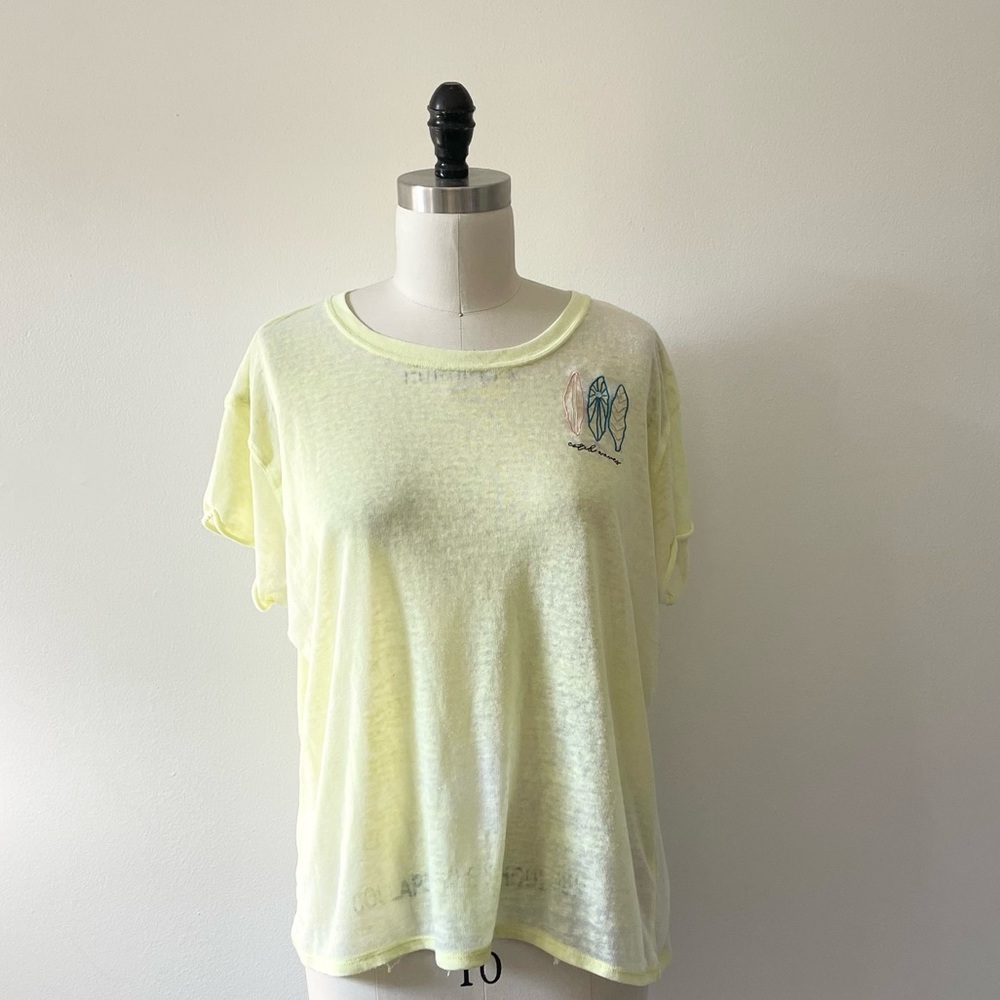 Free People “Catch Waves” Lightweight Yellow Sheer TShirt